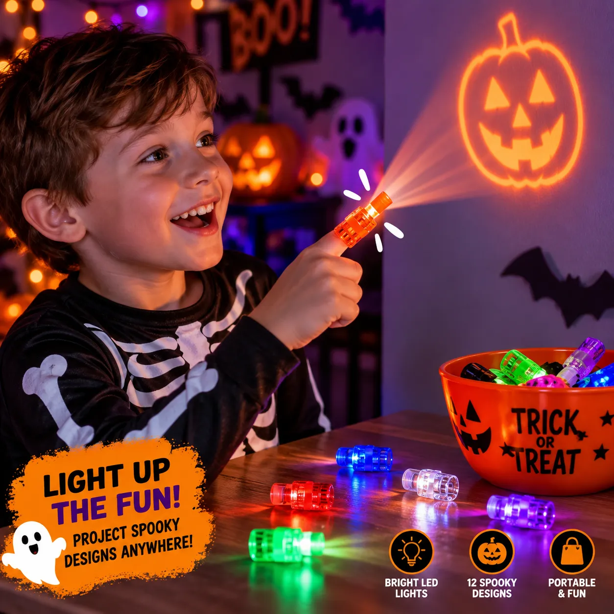Halloween Party Favors for Kids — 36pcs LED Finger Lights